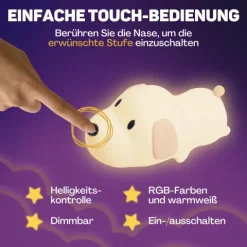 Vulpes Goods Nachtlicht für Kinder mit Touch-Bedienung und 8 Farben - Silikon-LED-Nachtlicht für das Kinderzimmer - USB