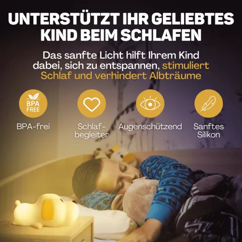 Vulpes Goods Nachtlicht für Kinder mit Touch-Bedienung und 8 Farben - Silikon-LED-Nachtlicht für das Kinderzimmer - USB