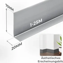 Weichsockelleiste, Breite Sockelleiste 70 x 20 mm, PVC Knickleiste für Wand, Boden, Flexibel, Hellgrün, 1 Meter