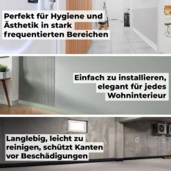 Weichsockelleiste, Breite Sockelleiste 70 x 20 mm, PVC Knickleiste für Wand, Boden, Flexibel, Weiß, 1 Meter