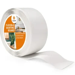 Weichsockelleiste, Breite Sockelleiste 100 x 25 mm, PVC Sockelleiste, Flexibel, Weiß, 15 Meter