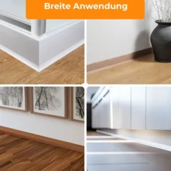 Weichsockelleiste, PVC Sockelleiste Selbstklebend 32 x 23 mm, Flexibel, Grau, 5 Meter