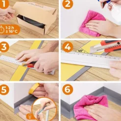 Weichsockelleiste, PVC Sockelleiste Selbstklebend 32 x 23 mm, Flexibel, Grau, 5 Meter
