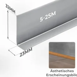 Weichsockelleiste, PVC Sockelleiste Selbstklebend 32 x 23 mm, Flexibel, Hellbraun, 5 Meter