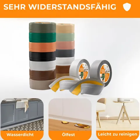 Weichsockelleiste, PVC Sockelleiste Selbstklebend 32 x 23 mm, Flexibel, Schwarz, 25 Meter