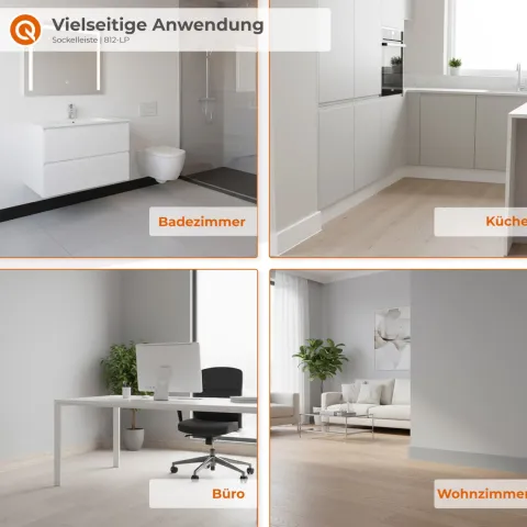 Weichsockelleiste, Sockelleiste Selbstklebend 100 mm, PVC, Flexibel - Grau, 10 Meter