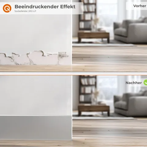 Weichsockelleiste, Sockelleiste Selbstklebend 100 mm, PVC, Flexibel - Grau, 10 Meter