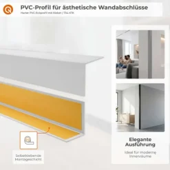 Winkelprofil Selbstklebend 20x20 mm, Hart/PVC Kantenschutzprofil, Winkelleiste für Kanten und Ecken - 100 cm, Beige