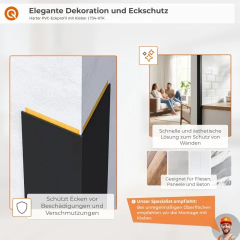 Winkelprofil Selbstklebend 20x20 mm, Hart/PVC Kantenschutzprofil, Winkelleiste für Kanten und Ecken - 100 cm, Dunkelblau