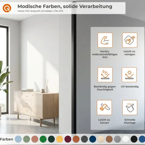 Winkelprofil Selbstklebend 20x20 mm, Hart/PVC Kantenschutzprofil, Winkelleiste für Kanten und Ecken - 100 cm, Dunkelblau