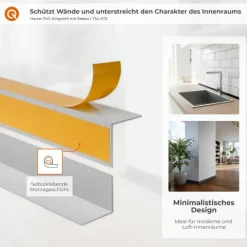 Winkelprofil Selbstklebend 40x40 mm, Hart-PVC Kantenschutzprofil, Winkelleiste für Innenecken - 100 cm, Braun