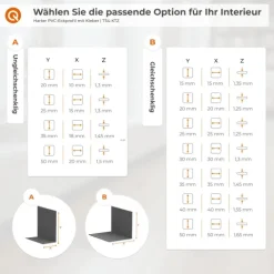Winkelprofil Selbstklebend 40x40 mm, Hart-PVC Kantenschutzprofil, Winkelleiste für Innenecken - 100 cm, Braun