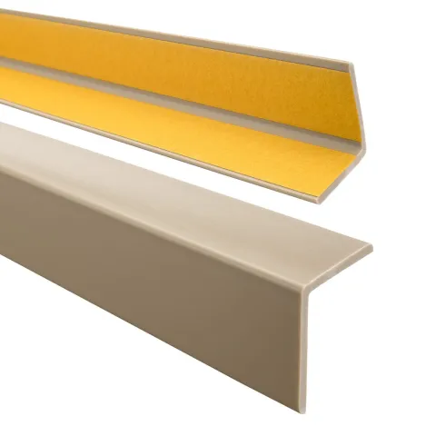 Winkelprofil Selbstklebend 27x27mm, PVC Kantenschutzprofil, Winkelleiste für Kanten und Ecken, Flexibel, L-Form - 165 cm, Beige