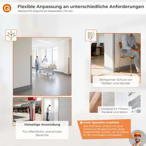 Winkelprofil Selbstklebend 27x27mm, PVC Kantenschutzprofil, Winkelleiste für Kanten und Ecken, Flexibel, L-Form - 165 cm, Beige
