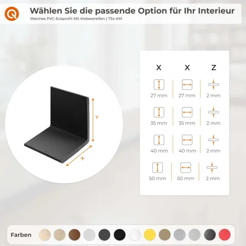 Winkelprofil Selbstklebend 27x27mm, PVC Kantenschutzprofil, Winkelleiste für Kanten und Ecken, Flexibel, L-Form - 165 cm, Beige