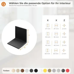 Winkelprofil Selbstklebend 27x27mm, PVC Kantenschutzprofil, Winkelleiste für Kanten und Ecken, Flexibel, L-Form - 165 cm, Silber