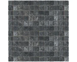 Wohnrausch Natursteinmosaik Marmor BLACK 2,3 x 2,3 cm, getrommelt, dunkelgrau