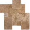 Wohnrausch Travertin Fliesen BROWN Römischer Verband 1,2 cm, getrommelt, braun
