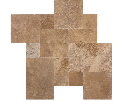 Wohnrausch Travertin Fliesen BROWN Römischer Verband 1,2 cm, getrommelt, braun