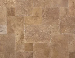 Wohnrausch Travertin Fliesen BROWN Römischer Verband 1,2 cm, getrommelt, braun