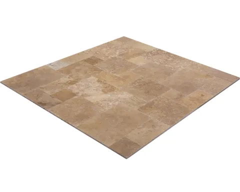 Wohnrausch Travertin Fliesen BROWN Römischer Verband 1,2 cm, getrommelt, braun