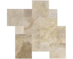 Wohnrausch Travertin Fliesen SUNLIGHT GOLD Römischer Verband 1,2 cm, getrommelt, gelb, beige