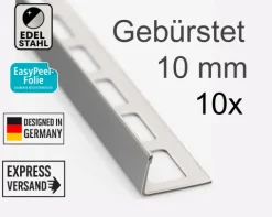 10x Edelstahl Fliesenschiene Winkelprofil L-Profil L250cm 10mm gebürstet