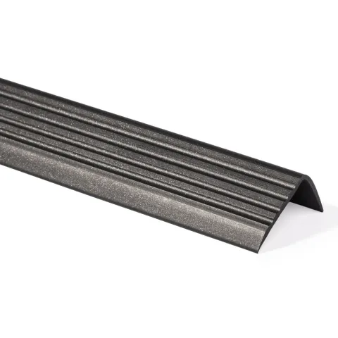 5x Treppenkantenprofil Selbstklebend 40x25 mm, Treppenprofil PVC für Treppenstufen, Antirutsch - 100 cm, Schwarz-Silber